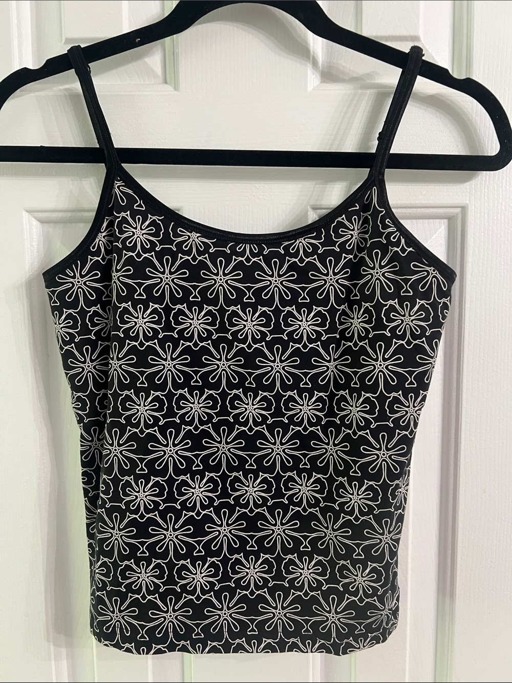 Nike Black Floral-Print Spaghetti Strap Camisole